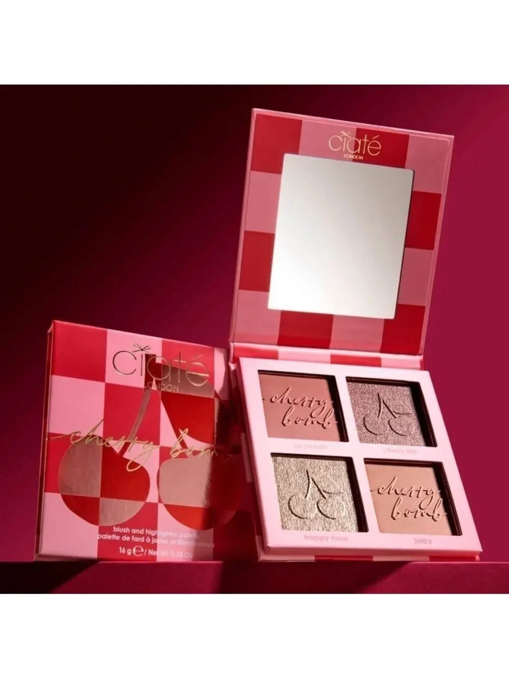 Ciate CHERRY BOMB Blush & Highlighter Palette | NEW | Light Medium | CIATÉ